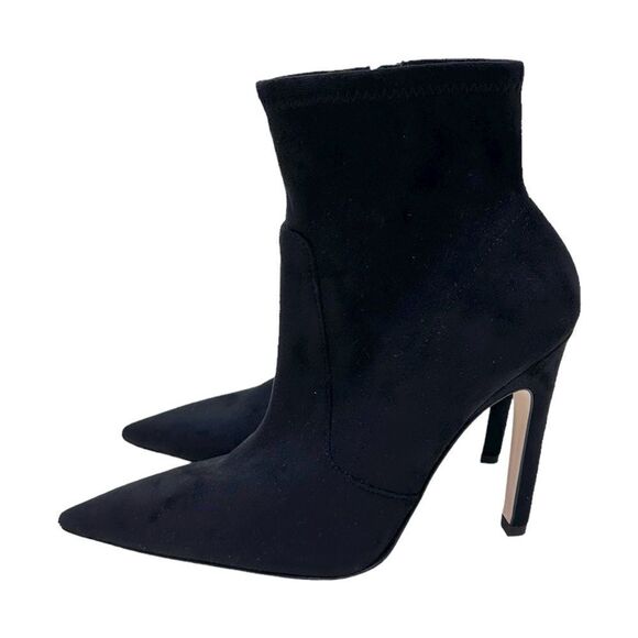 NWOB RARE GOOD AMERICAN Black Faux Suede Booties - Picture 8 of 10